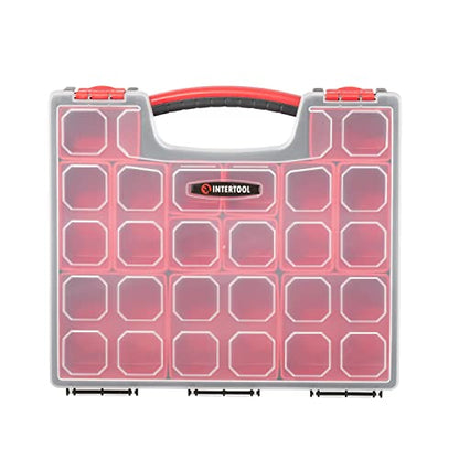 INTERTOOL Hardware Organizer with 13 Removable Bins - Small Parts Storage Tool Box for Nuts, Bolts, Screws, Nails - Portable Handle Transparent Lid with Locks BX08-4031 - style: 13 Removeable Bins