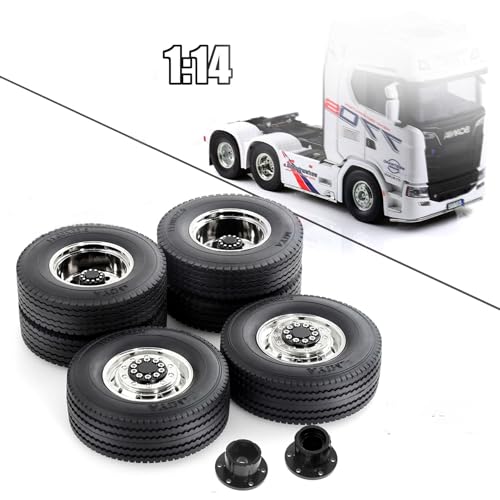 1/14 RC Front and Rear Tractor Truck Tires Steel Alloy Wheels (Front) - color: Front