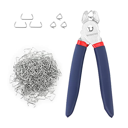 WORKPRO Hog Ring Pliers with 500 Pcs 3/4" Hog Rings | Galvanized Steel Hog Rings, For Furniture Upholstery, Auto Upholstery, Plastic Meat & Sausage Casings - style: Flat Hog Ring Pliers Set