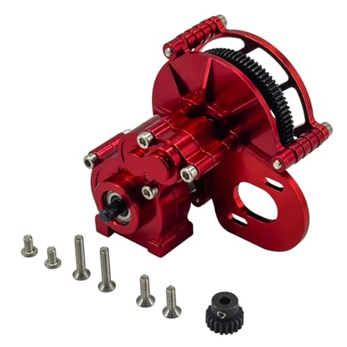 for Axial for Scx10 Ii 2 1/10 Rc Crawler Car Transmission Speed Gearbox Set Kit with Metal Gear Upgrades Parts Accessories RC Parts(Red) - color: Red