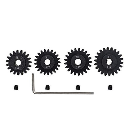 4pcs Mod 1 Pinion Gear 5mm Set Hardened 19T 20T 21T 22T M1 Pitch Gears RC Upgrade Part with Screwdriver