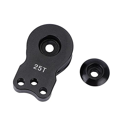 DJX Aluminum 25T Servo Saver 3 Holes Adjustable Hi-Torque Servo Horn for 1/8 1/10 Remote Control Car Boat (Black) - color: Black