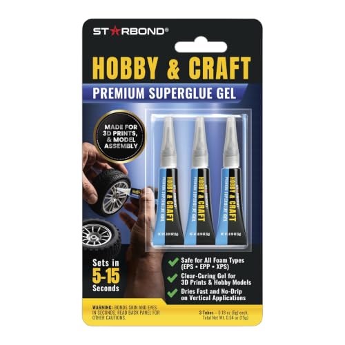 Hobby & Craft Super Glue Gel, 5g 3-Pack — 100% Foam-Safe, Odorless | "Gel" Viscosity Super Glue | For Hobby & Crafts | Fast-Setting Cyanoacrylate Adhesive