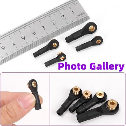 Swpeet 20Pcs 4 Sizes Link Rod End M2 M2.5 M3 Ball Joint Head Assortment Kit, Copper Ball Head Holder Tie Rod, Ball Head Tie Rod End Holder, Link Rod End Ball Joint for RC Car Robot