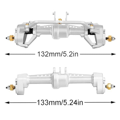 Aluminum Alloy Complete Front Rear Portal Axles with Steel Gears for 1/18 RC Crawler TRX4M Stock Upgrade Parts (Silver) - color: Silver