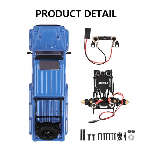SCX24 Body 6x6 Conversion Kit PC Body with Lights Frame-Axle Assembly for Bronco JLU C10 Basecamp Axial SCX24 6×6 RC Crawler Upgrades - style: Blue