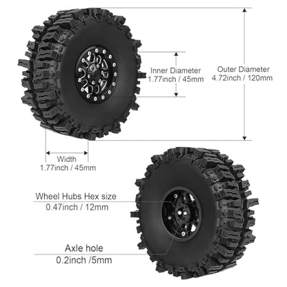 HobbyPark 1.9 Beadlock Wheels for TRX4 Axial SCX10 II III RR10 Wraith Redcat Gen 8 Gen 7 RC4WD 1/10 Scale RC Crawler Car (Black Ring w/Tires) - color: Black Ring W/Tires