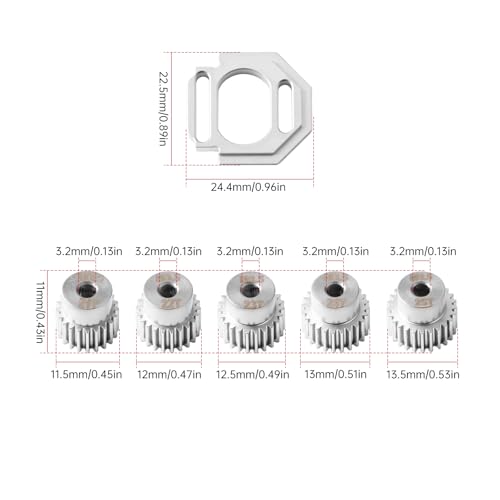 GLOBACT Chrome Steel 0.5M Gear 21-25T & Motor Mount for Typhon Mojave GROM