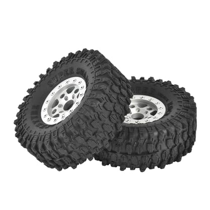 4PCS 1.55 inch Aluminum Metal Beadlock Wheels Rim and 95mm All Terrain Rubber Tires for 1/10 1/12 RC Rock Crawler Car for Axial AX90069 D90 TF2 Tamiya LC70 JIMNY UTB18(5Spoke,Silver) - color: 5spoke,silver