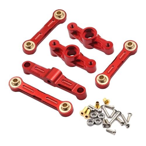 RC Crawlers Components For Tamiya For TT02 TT-02D 1/10 Aluminum Ball Bearing Crank Steering Assembly Link Set Replacement RC Car Accessories Drift Parts(Red)