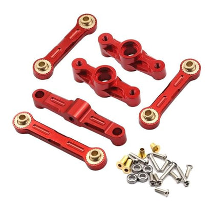 RC Crawlers Components For Tamiya For TT02 TT-02D 1/10 Aluminum Ball Bearing Crank Steering Assembly Link Set Replacement RC Car Accessories Drift Parts(Red) - color: Red