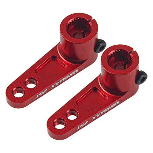 2Pack ShareGoo Metal 25T Servo Horn 25 Teeth Steering Arm Compatible with Futaba Savox Power HD Servos Motor Replacement for 1/8 1/10 RC Off-Road Crawler Drift Racing Car (Red) - color: Red