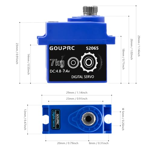 GOUPRC 7KG RC Digital Micro Servo Metal Gear Servo with Servo Hron for TRX4 TRX6 SCX10 III 1/10 RC Crawler Car Upgrade Parts (Black 1 PC)