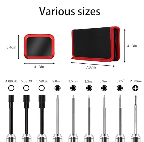 RC Tool Kit 12PCS Hex Screwdriver Nut Driver Set | Short Handle RC Tools with Hex, Phillips, Flat Drivers & Pliers for 1/18 1/24 RC Crawler, SCX24, TRX4M, Axial, Traxxas - color: Red