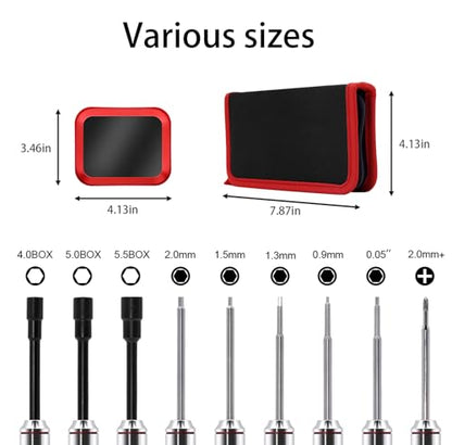 RC Tool Kit 12PCS Hex Screwdriver Nut Driver Set | Short Handle RC Tools with Hex, Phillips, Flat Drivers & Pliers for 1/18 1/24 RC Crawler, SCX24, TRX4M, Axial, Traxxas - color: Red