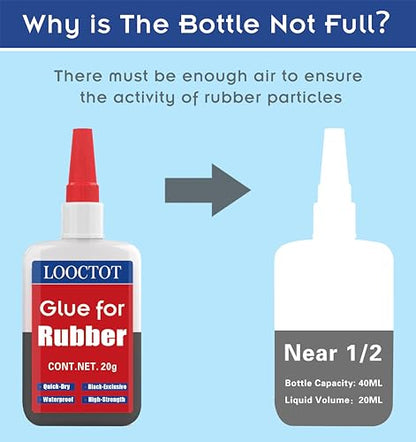 LOOCTOT Black Rubber Glue,Super Instant Glue Bonding Between Rubbers,Rubber and Other Materials;Instant Cement for Tire,Tube, Edge,etc(20g) - style: Rubber Glue