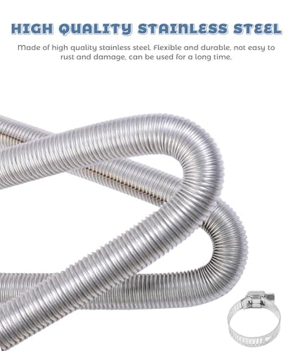 Generator Exhaust Extension Kit,Car Accessories Universal Stainless Steel Fuel Tank Diesel Gas Vent Hose Length,Automotive Replacement Flexible Exhaust Tubing,Fit for Cars,Trucks,SUVs (59")