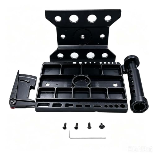 RC Car Work Stand Repair Workstation 360 Degree Rotation Lift Lower w/Screw Tray Tools for 1/10 1/12 1/16 Scale Wltoys HBX Traxxas RC car etc