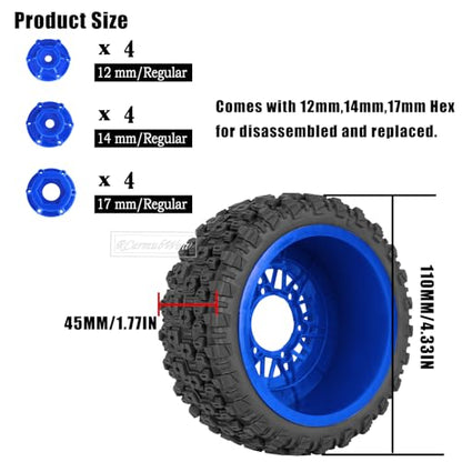 RC Wheels and Tires Truck Tires Short Course Tires for 1/10 Scale Car Arrm a Senton,Slash 2WD 4×4,Axia1,Rc 4wd,Red cat,Plastic Wheels Rubber Tires,4pcs,Navy Blue - color: Navy Blue(4pcs)