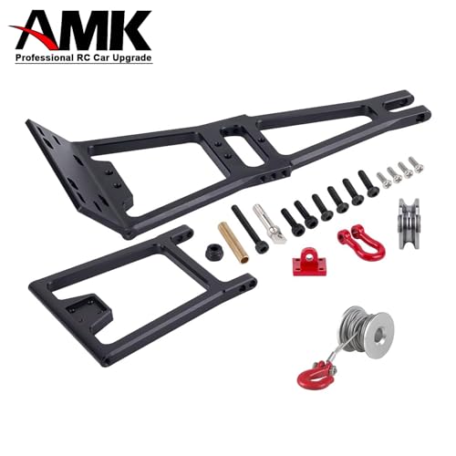 AMK Tow Truck Accessory Kit for 1/10 RC Crawler Chassis, Includes Crane Arm and Winch, Compatible with SCX10 TRX4 Capra LCG Chassis Upgrades - color: Black