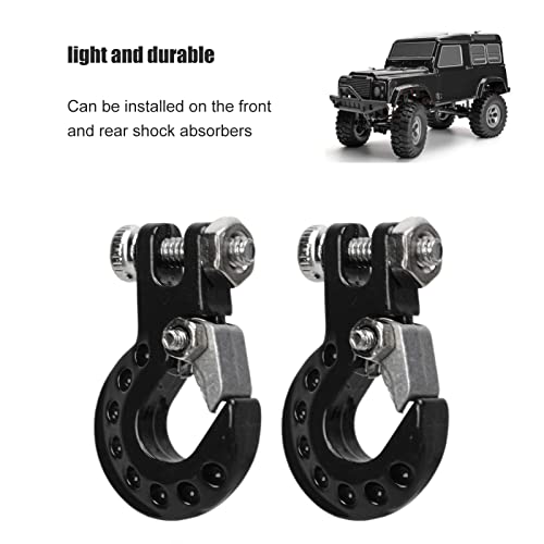 RC Winch Trailer Hook Set 2Pcs, Aluminum Alloy | Simulation Tow Hook | 1/10 Crawler Truck | SCX10 D90 Compatible| 18.5x11.5mm/0.7x0.5in(Black) - color: Black