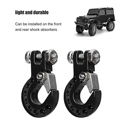RC Winch Trailer Hook Set 2Pcs, Aluminum Alloy | Simulation Tow Hook | 1/10 Crawler Truck | SCX10 D90 Compatible| 18.5x11.5mm/0.7x0.5in(Black) - color: Black