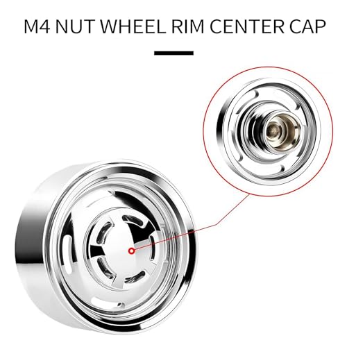 RC 1.9 Vintage Beadlock Wheels for TRX4 SCX10 1/10 Crawler, Silver | Retro Vintage Design, Aluminum Alloy Plating, Electroplate Silver RC Wheel Hub, 4 Pack