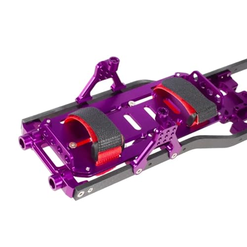 RC Upgrade Accessories for Scx10 1/10 Skid Plate for Chassis with Carbon Fiber Rails Aluminum Brace Receiver Box Adjustable Shock Mount Battery Tray RC Crawler(Purple) - size: Purple