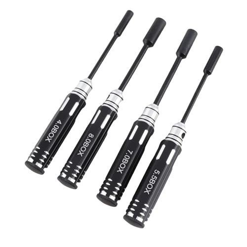 JTLB 4pcs Hex Socket Nut Driver Set Hex Wrench Set Key 4.0MM 5.5MM 7.0MM 8. with Aluminum Alloy Handle for RC Cars Model Airplanes