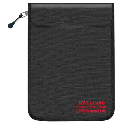 5"x8" Fireproof Lipo Safe Bag with Fireproof Zipper Fireproof Edge wrapping Fireproof wire,Home Office Travel Safe Storage for Cash Valuables Passport Power bank Lipo Battery (13 * 20cm Black) - size: 13*20cm Black