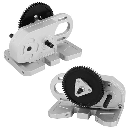 Heavy Duty LCG 2 Low Differential Gearbox Transmission with Gear Skid Plate for 1/10 RC Crawler Axial SCX10 I II III Capra TRX4 Upgrade Parts (Silver) - color: Silver