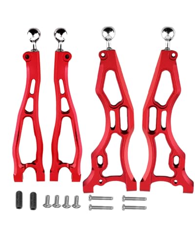 Aluminum Front Suspension Arms Upgrades Part for 1/8 Kraton,Outcast,Notorious,Talion 6S BLX,ARRCat 4pcs Front Lower Upper Swing Arm Set Hops up w/Pivot Balls,Red