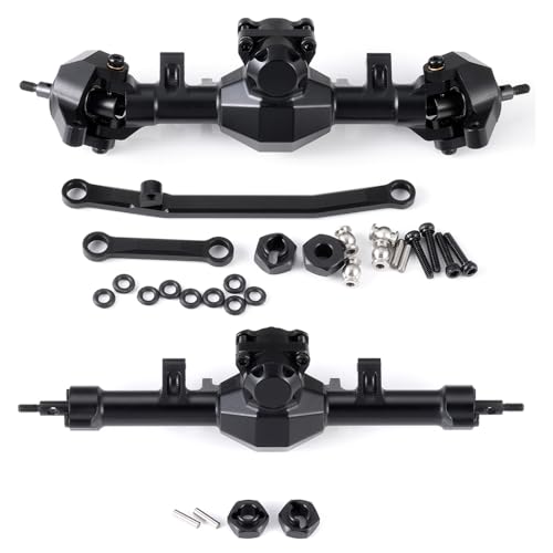 MOHERO SCX24 Front & Rear Complete Axles Set Stock Length for Axial SCX24 Deadbolt Bronco JLU C10 Gladiator Base Camp Power Wagon 1/24 RC Crawler Car Upgrade Parts - color: Standard