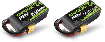 OVONIC 4s Lipo Battery 100C 1300mAh 14.8V Lipo Battery with XT60 Connector for RC FPV Racing Drone Quadcopter (Pack of 2) - size: 1pcs (Pack of 2)
