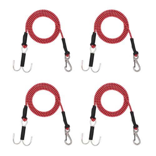 AMK 4Pcs 28in 1/10 Scale Elastic RC Crawler Tow Ropes with Hook Kinetic Winch Straps for Axial SCX10 Accessries TRX6 TRX4 Upgrades Gen7 Gen8 Tamiya D90 TF4 RC Car Boat (Red) - color: Red