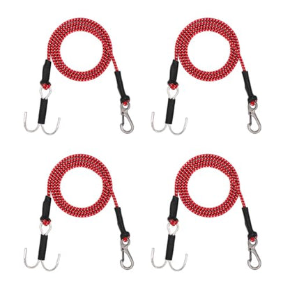 AMK 4Pcs 28in 1/10 Scale Elastic RC Crawler Tow Ropes with Hook Kinetic Winch Straps for Axial SCX10 Accessries TRX6 TRX4 Upgrades Gen7 Gen8 Tamiya D90 TF4 RC Car Boat (Red) - color: Red