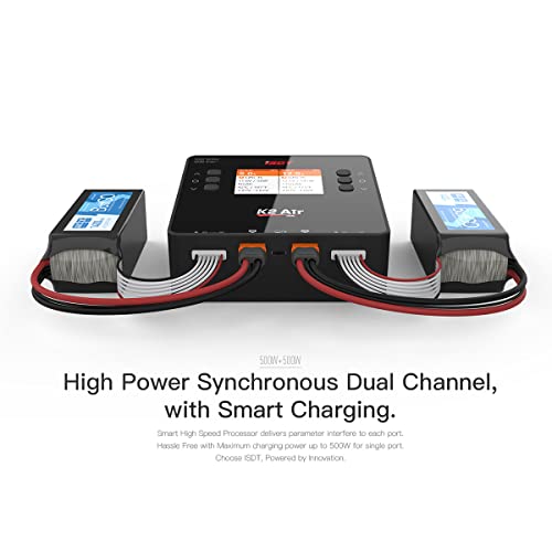 ISDT K2 AIR Lipo Battery Balance Charger Discharger 1-6S AC 200W DC 500Wx2 20A Smart Charger for Life, Lilon, LiPo, LiHv/Pb/NiMH Battery Balance Charger