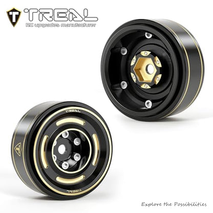 TREAL 1.0 Beadlock Wheels Brass Crawler Wheel Rims Weight (4P) Removable Hubs Upgrades for SCX24 AX24 FCX24 TRX4M 1/24 1/18 RC Crawler, 50g/pc (Type C) - style: Type C