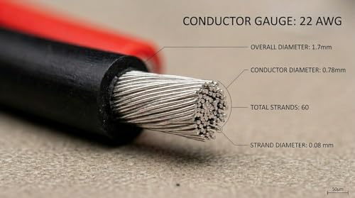 EvZ 22 AWG Silicone Wire, 33ft 22 Gauge 2 Conductor Parallel Wire, Ultra Flexible Tinned Copper 2 Pin Red Black Hookup Wire, High Temp 200°C 600V Electric Cable for LED Strips, RC, DIY Projects - size: 22AWG