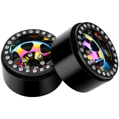 GLOBACT Rainbow 1.9 Beadlock Wheel Offset -10mm for 1/10 RC RC Crawler, A | Fits SCX10 TRX4 TRX6 Redcat Gen7 Gen7PRO Gen8 D90 VS4-10 - color: Neon Color-a