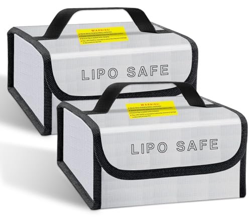 2PCS 185 * 120 * 80mm Lipo Safe Bag for Lipo Battery Pack Storage Charging Transport, Home Office Travel Fireproof Safe Storage Pouch - size: 185*120*80mm