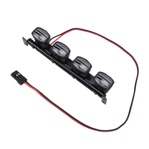 Dpofirs Durable Metal Bracket RC | PreWired PlugandPlay 4 LED Roof Light Bar for 1/12 1/14 /16/18 RC Crawler Offroad Vehicles, Easy Installation Upgrade for WPL MN