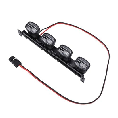 Dpofirs Durable Metal Bracket RC | PreWired PlugandPlay 4 LED Roof Light Bar for 1/12 1/14 /16/18 RC Crawler Offroad Vehicles, Easy Installation Upgrade for WPL MN