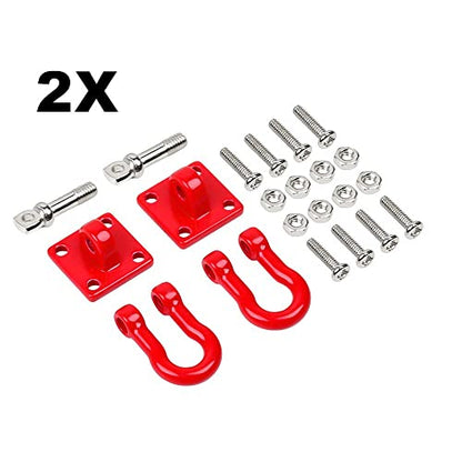 2 Sets Metal Climbing Trailer Tow Hook RC Decorations Accessories for 1/10 Crawler Car Axial SCX10 D90 D110 TRX4 TRX6 Redcat Hop-Up Parts(Red) - size: CC01R