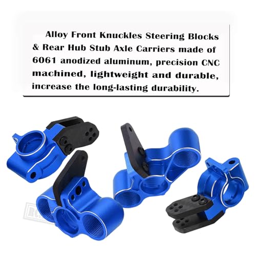 Aluminum Front Knuckles Steering Blocks &Rear Hub Stub Axle Carriers Upgrades Part for 1/8 Typhon/Talion 6S BLX,1/7 Felony/Mojave/Infraction 6S BLX,Navy Blue - color: Navy Blue