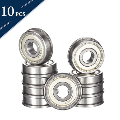 F696ZZ Flanged Ball Bearing, ID 6mm x OD 15mm x Width 5mm Miniature Bearings, Double Metal Shielded Deep Groove Bearings, Pre-Lubricated (GCr15) Chrome Steel 10pcs - size: F696ZZ 6mmx15mmx5mm