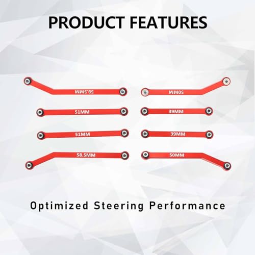 SCX24 Links High Clearance Links Chassis Suspension Steering Links Set for Axial SCX24 Upgrades 1/24 RC Crawler - color: Red