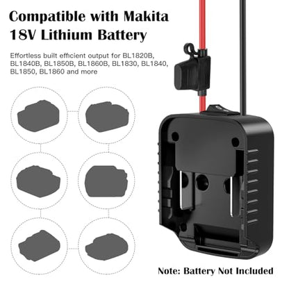 2 Packs Adapters Compatible with Makita 18V Battery for Power Wheel Battery Adapter, Power Tool, DIY RC Toy Car, Power Connector Conversion Kit with Switch & Fuse, 12AWG Wire, Wire Terminal