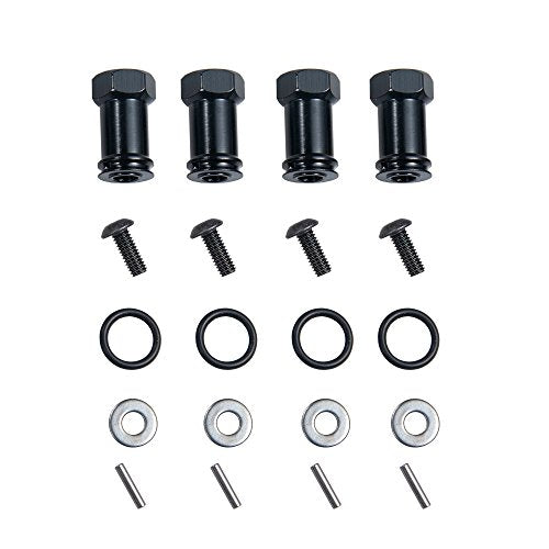 4Pcs/Set RC Hex Hub 12mm Aluminum Alloy Wheels Hex Hub 20mm Extension Black Hex Drive Adapter Longer Combiner Coupler for 1/10 RC Crawler Axial SCX10 90046 D90