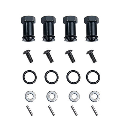 4Pcs/Set RC Hex Hub 12mm Aluminum Alloy Wheels Hex Hub 20mm Extension Black Hex Drive Adapter Longer Combiner Coupler for 1/10 RC Crawler Axial SCX10 90046 D90